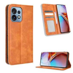 For Motorola Moto X40 Pro Magnetic Buckle Retro Texture Leather Phone Case(Brown)