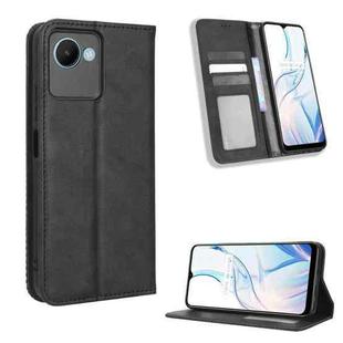 For Realme C30 / C30s Foreign Magnetic Buckle Retro Texture Leather Phone Case(Black)