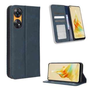 For OPPO Reno8 T 4G Magnetic Buckle Retro Texture Leather Phone Case(Blue)