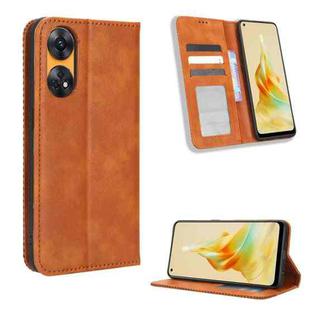 For OPPO Reno8 T 4G Magnetic Buckle Retro Texture Leather Phone Case(Brown)