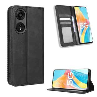 For OPPO Reno8 T 5G / A1 Pro Magnetic Buckle Retro Texture Leather Phone Case(Black)