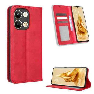 For OPPO Reno9 / Reno9 Pro 5G Magnetic Buckle Retro Texture Leather Phone Case(Red)