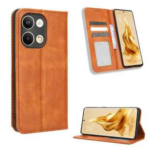 For OPPO Reno9 / Reno9 Pro 5G Magnetic Buckle Retro Texture Leather Phone Case(Brown)