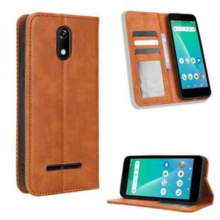 For Unimax UMX U696CL Magnetic Buckle Retro Texture Leather Phone Case(Brown)