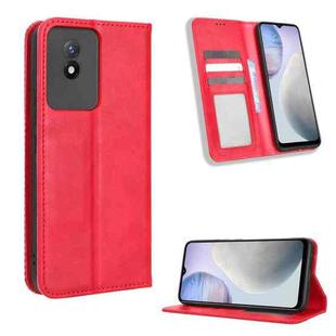 For vivo Y02 4G Magnetic Buckle Retro Texture Leather Phone Case(Red)