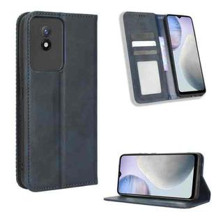 For vivo Y02 4G Magnetic Buckle Retro Texture Leather Phone Case(Blue)