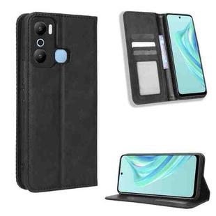For Infinix Hot 20 Play Magnetic Buckle Retro Texture Leather Phone Case(Black)