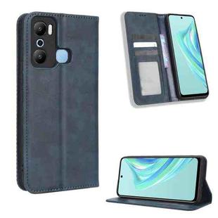 For Infinix Hot 20 Play Magnetic Buckle Retro Texture Leather Phone Case(Blue)