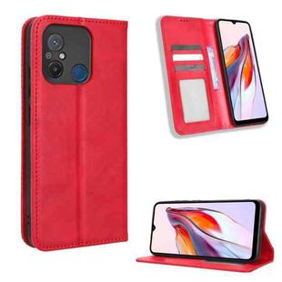 For Xiaomi Redmi 12C / 11A Magnetic Buckle Retro Texture Leather Phone Case(Red)