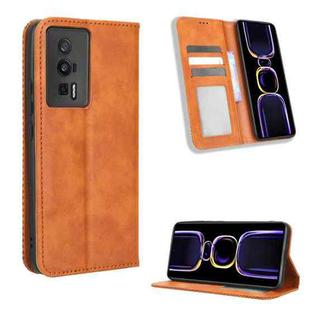 For Xiaomi Redmi K60 5G / K60 Pro Magnetic Buckle Retro Texture Leather Phone Case(Brown)