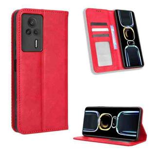 For Xiaomi Redmi K60E 5G Magnetic Buckle Retro Texture Leather Phone Case(Red)