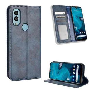 For Kyocera Android One S10 Magnetic Buckle Retro Texture Leather Phone Case(Blue)