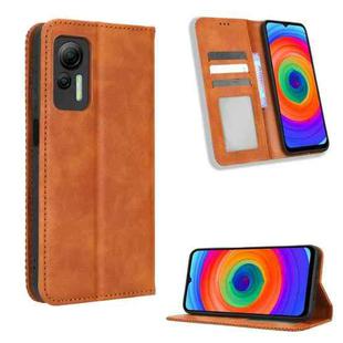 For Ulefone Note 14 Magnetic Buckle Retro Texture Leather Phone Case(Brown)