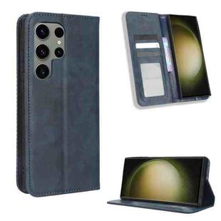 For Samsung Galaxy S23 Ultra 5G Magnetic Buckle Retro Texture Leather Phone Case(Blue)