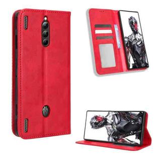 For ZTE nubia Red Magic 8 Pro / 8 Pro+ Magnetic Buckle Retro Texture Leather Phone Case(Red)