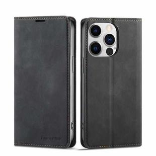 For iPhone 14 Pro Max Forwenw Dream Series Oil Edge Strong Magnetism Leather Phone Case(Black)