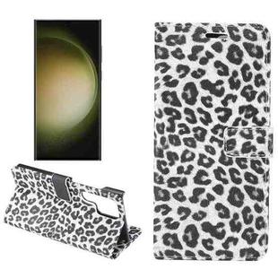 For Samsung Galaxy S23 Ultra 5G Leopard Pattern Flip Leather Phone Case(White)