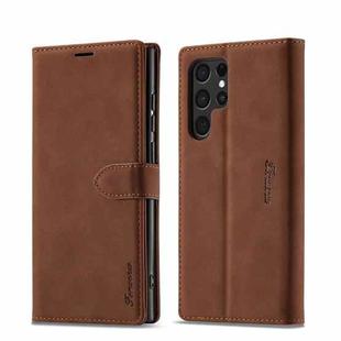 For Samsung Galaxy S23 Ultra 5G Forwenw F1 Series Matte Strong Magnetism Leather Phone Case(Brown)