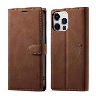 For iPhone 14 Forwenw F1 Series Matte Strong Magnetism Leather Phone Case(Brown)