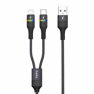 TOTU B2C-001 Journey Series 2 in 1 USB to 8 Pin + Type-C Colorful Breathing Light Data Cable, Length:1.5m(Black)