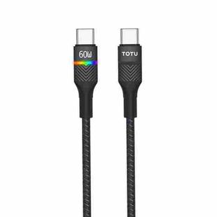 TOTU BT-021 Journey Series Type-C to Type-C Colorful Breathing Light Data Cable, Length:1.5m(Black)