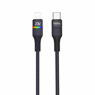 TOTU BPD-012 Journey Series Type-C to 8 Pin Colorful Breathing Light Fast Charging Data Line, Length:1.5m(Black)