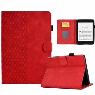 For Amazon Kindle PaperWhite 4 / 3 / 2 / 1 Rhombus Embossed Leather Tablet Case(Red)