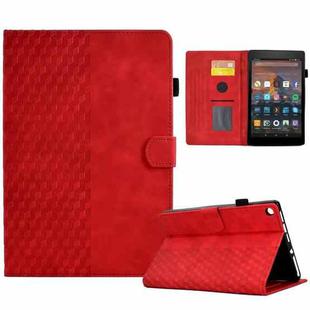 For Amazon Kindle Fire HD8 2018 / 2017 / 2016 Rhombus Embossed Leather Tablet Case(Red)