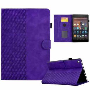 For Amazon Kindle Fire HD8 2018 / 2017 / 2016 Rhombus Embossed Leather Tablet Case(Purple)