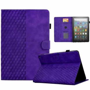 For Amazon Kindle Fire HD10 Plus 2021 Rhombus Embossed Leather Tablet Case(Purple)