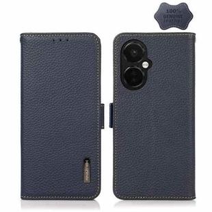 For OnePlus Nord CE 3 KHAZNEH Side-Magnetic Litchi Genuine Leather RFID Phone Case(Blue)