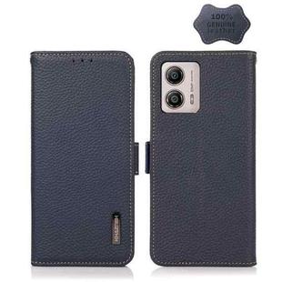 For Motorola Moto G13 / G23 / G53 5G KHAZNEH Side-Magnetic Litchi Genuine Leather RFID Phone Case(Blue)