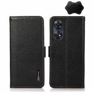 For OPPO Reno8 T 4G Global KHAZNEH Side-Magnetic Litchi Genuine Leather RFID Phone Case(Black)