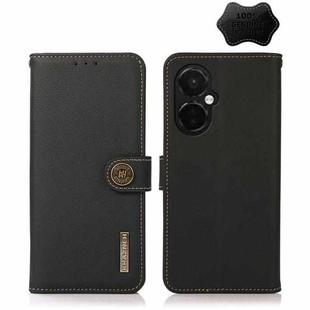 For OnePlus Nord CE 3 KHAZNEH Custer Texture RFID Genuine Leather Phone Case(Black)