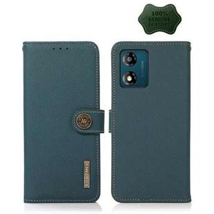 For Motorola Moto E13 2023 4G KHAZNEH Custer Texture RFID Genuine Leather Phone Case(Green)