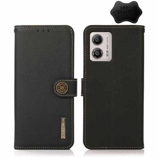 For Motorola Moto G13 / G23 / G53 5G KHAZNEH Custer Texture RFID Genuine Leather Phone Case(Black)