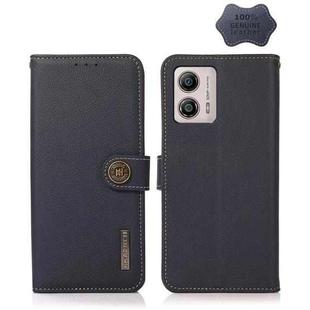 For Motorola Moto G13 / G23 / G53 5G KHAZNEH Custer Texture RFID Genuine Leather Phone Case(Blue)