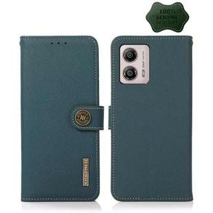 For Motorola Moto G13 / G23 / G53 5G KHAZNEH Custer Texture RFID Genuine Leather Phone Case(Green)