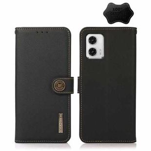 For Motorola Moto G73 5G KHAZNEH Custer Texture RFID Genuine Leather Phone Case(Black)