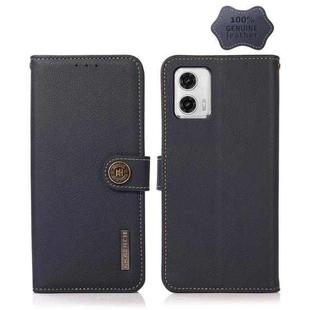 For Motorola Moto G73 5G KHAZNEH Custer Texture RFID Genuine Leather Phone Case(Blue)