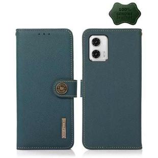 For Motorola Moto G73 5G KHAZNEH Custer Texture RFID Genuine Leather Phone Case(Green)