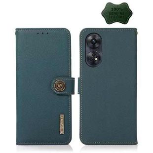 For OPPO Reno8 T 4G Global KHAZNEH Custer Texture RFID Genuine Leather Phone Case(Green)
