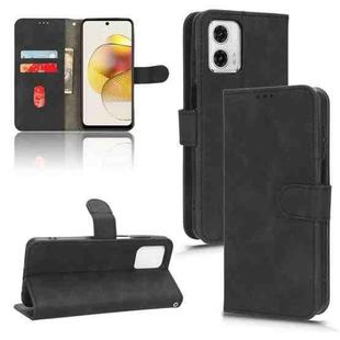 For Motorola Moto G73 5G Skin Feel Magnetic Flip Leather Phone Case(Black)