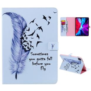 For iPad Pro 11 (2020) Colored Drawing Horizontal Flip Leather Tablet Case with Holder & Card Slot & Wallet(Feather)
