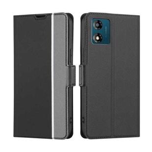 For Motorola Moto E13 4G Twill Texture Side Buckle Leather Phone Case(Black)