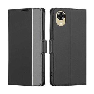 For OPPO A17k Twill Texture Side Buckle Leather Phone Case(Black)