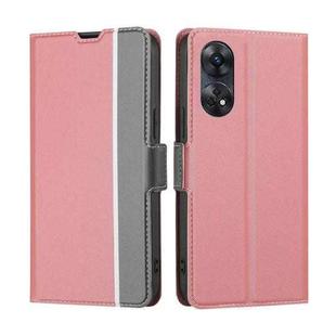 For OPPO Reno8 T 4G Twill Texture Side Buckle Leather Phone Case(Pink)