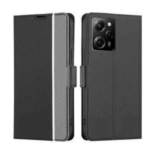 For Xiaomi Poco X5 Pro / Redmi Note 12 Pro Speed Twill Texture Side Buckle Leather Phone Case(Black)
