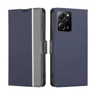 For Xiaomi Poco X5 Pro / Redmi Note 12 Pro Speed Twill Texture Side Buckle Leather Phone Case(Blue)