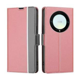 For Honor X9a 5G Twill Texture Side Buckle Leather Phone Case(Pink)